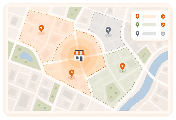 Address and delivery zone configuration in AppGast