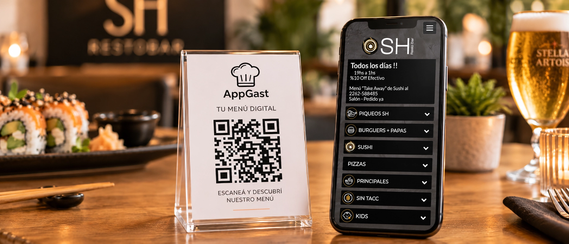 AppGast digital menu accessible through a QR code